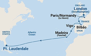 15-Day Spain, Portugal & France Passage Itinerary Map